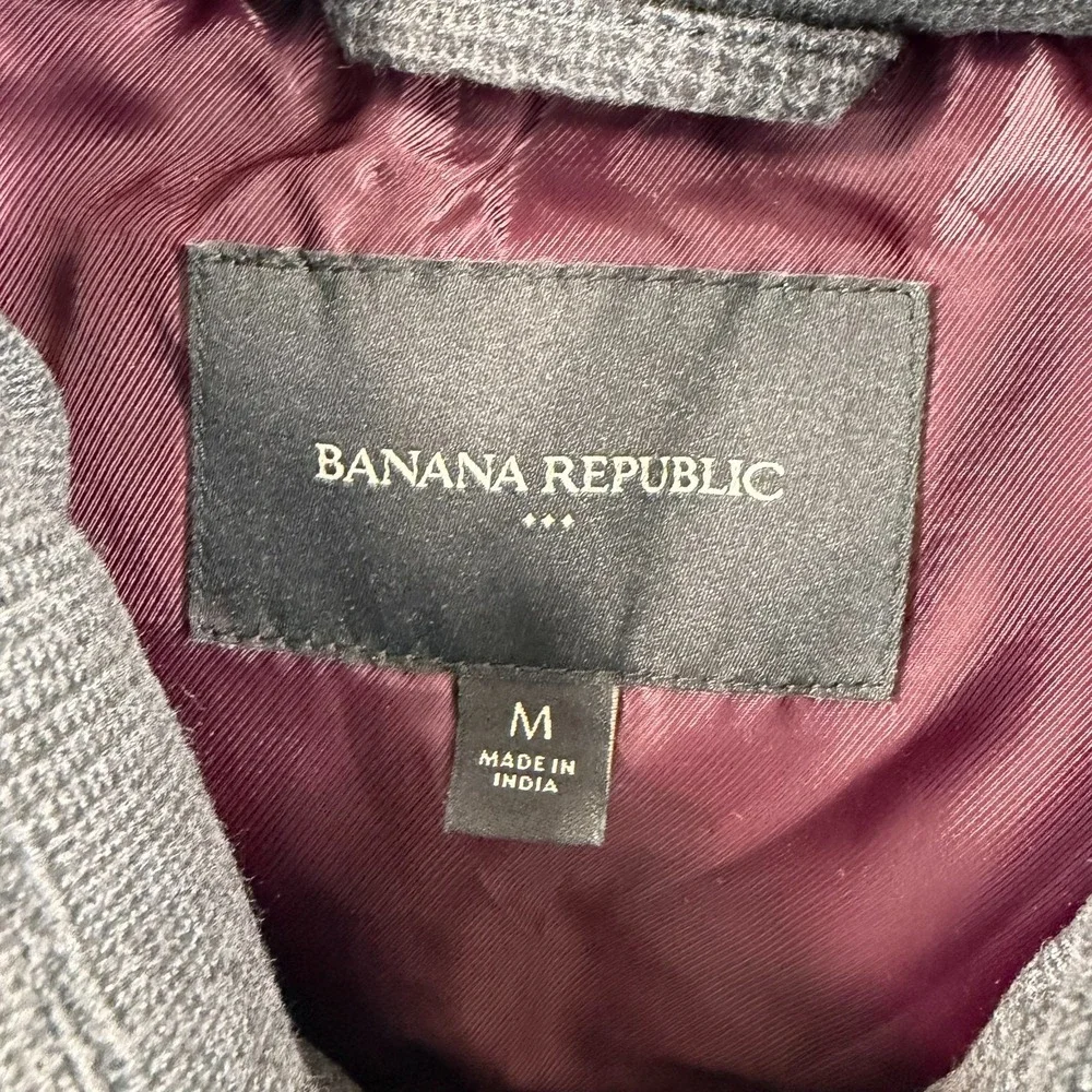Banana Republic Downtown Vest in Grey Glen Check Men Medium Puffer Zip‎ Up NWOT